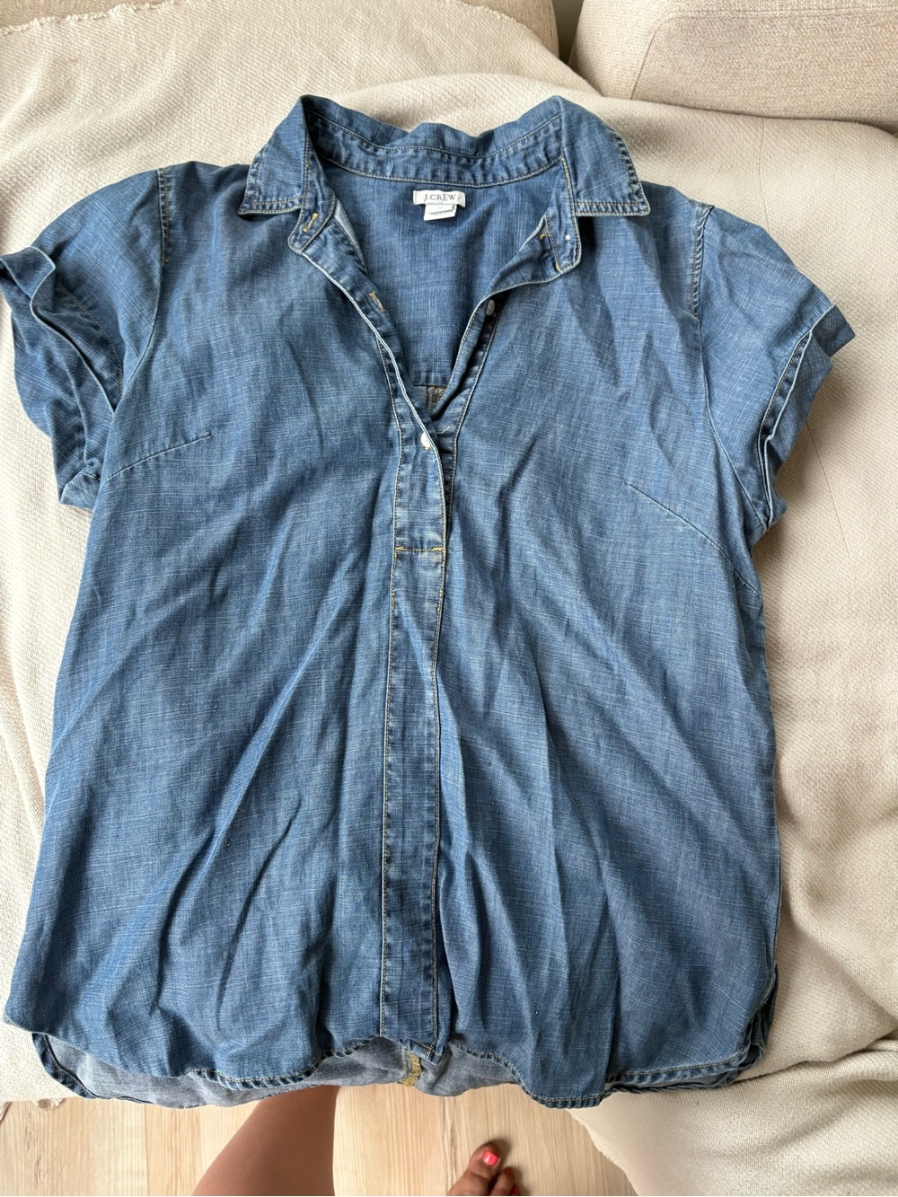 J. Crew Light Denim Shirt in Faded Blue